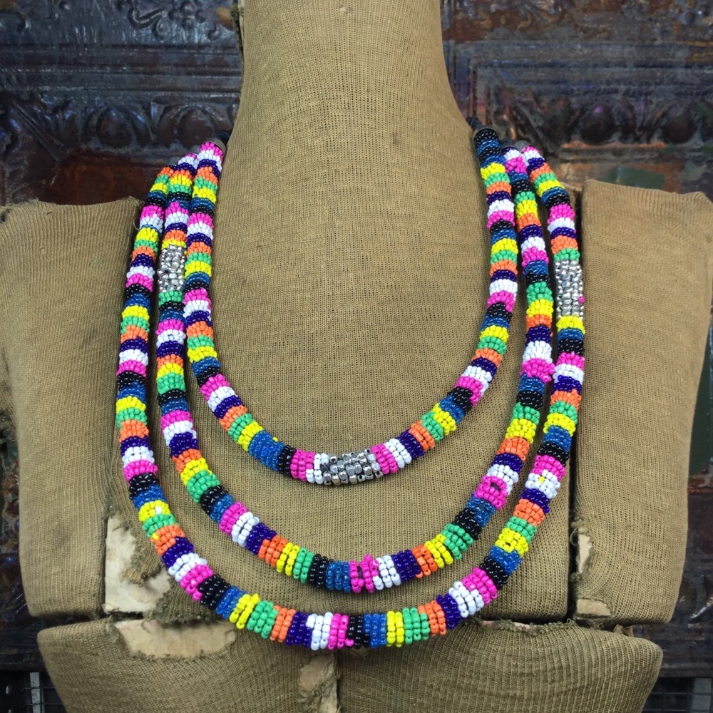 Beads Galore Colorful Statement Necklace.